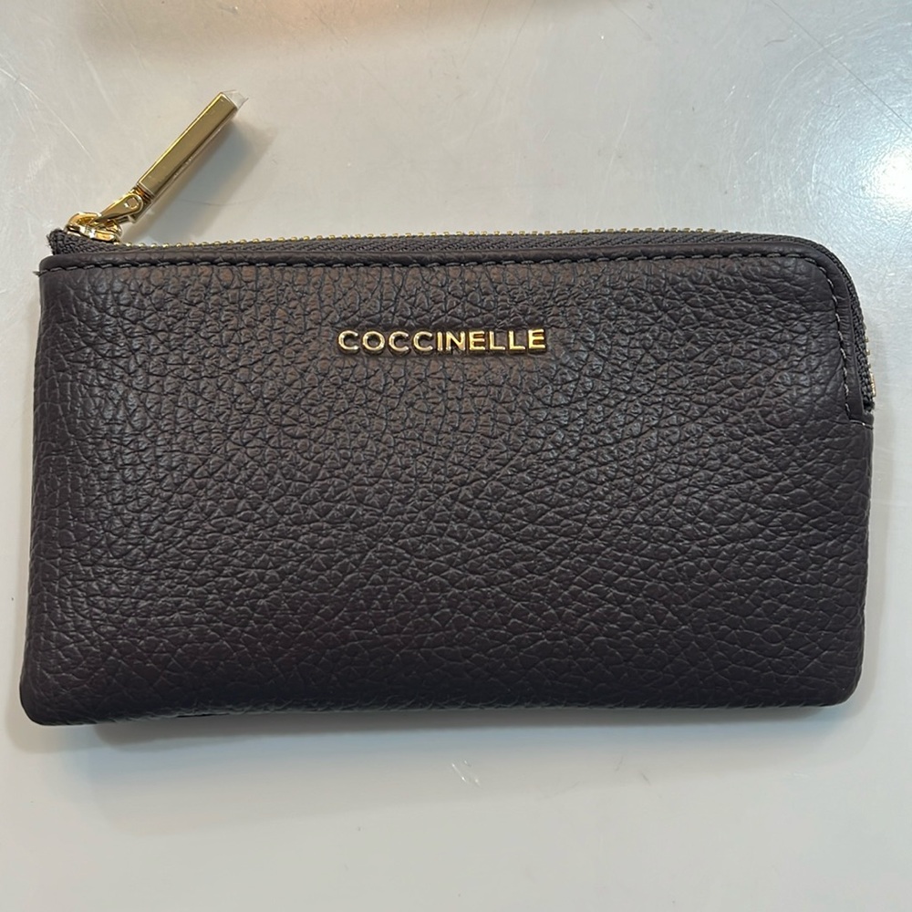 NEW COCCINELLE COIN/KEY/CARD CASE SOFT BLACK LEATHER
